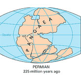 The diagram shows the supercontinent Pangaea (meaning 'all lands' in Greek).