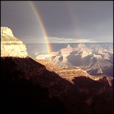 Double rainbow, note the color reversal in the faint, secondary rainbow.