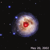 Series of images over time of the light echo from the star known as V838 Monocerotis or V 838 Mon. 