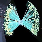 Collision of two gold nuclei at the RHIC accelerator. An attempt to produce quark-gluon plasma in the laboratory.