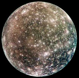 Bright scars on a darker surface testify to a long history of impacts on Jupiter's moon, Callisto, in this image of Callisto from NASA's Galileo spacecraft. The picture, taken in May 2001, is the only complete global color image of Callisto obtained by Galileo.
