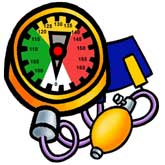 Blood pressure cuff measures systolic and diastolic pressure.