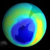 The largest ozone hole ever recorded, roughly three times the size of the U.S., was detected September 6, 2000 by NASA's Total Ozone Mapping Spectrometer.