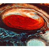 False-color image of Jupiter's Great Red Spot. (Voyager 1)